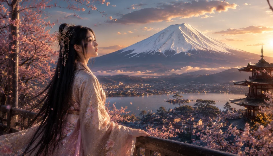 la principessa kaguya e il monte fuji