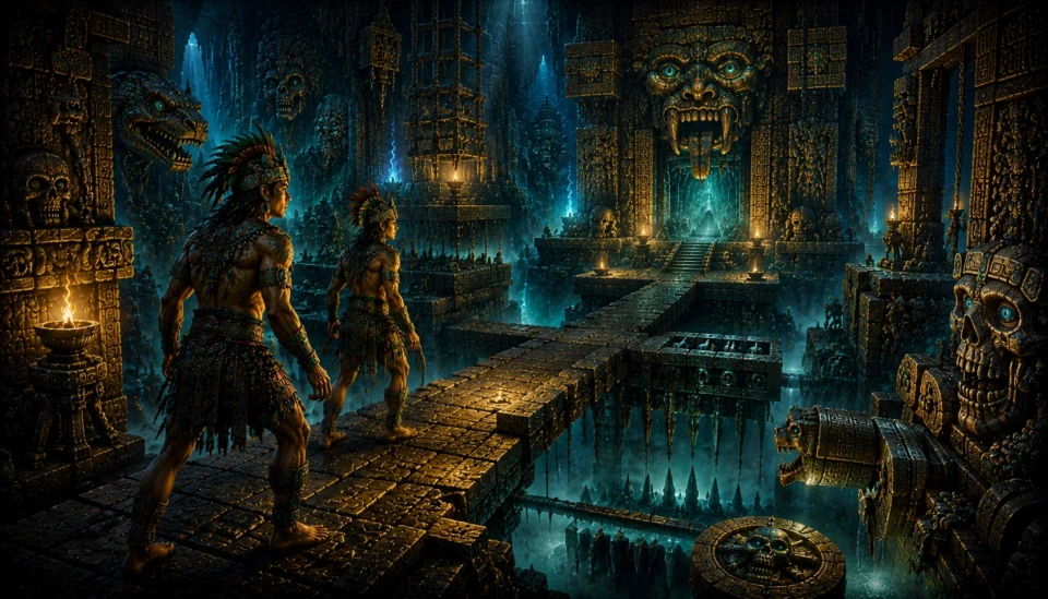 Hunahpu e Xbalanque contro i signori di Xibalba